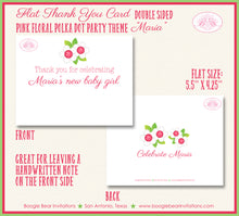 Load image into Gallery viewer, Pink Flowers Baby Shower Party Thank You Cards Note Polka Dot Green Girl Birthday Party Boogie Bear Invitations Maria Theme Printed