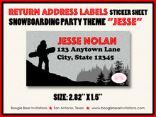 Load image into Gallery viewer, Snowboarding Birthday Party Invitation Red Snowboard Boogie Bear Invitations Jesse Theme Printed