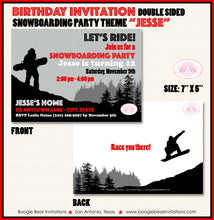 Load image into Gallery viewer, Snowboarding Birthday Party Invitation Red Snowboard Boogie Bear Invitations Jesse Theme Printed