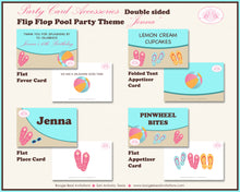 Load image into Gallery viewer, Flip Flop Pool Birthday Favor Party Card Tent Place Food Girl Swimming Boogie Bear Invitations Jenna Theme