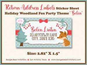 Woodland Holiday Fox Baby Shower Invitation Winter Christmas Boogie Bear Invitations Belen Theme Paperless Printable Printed