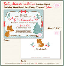 Load image into Gallery viewer, Woodland Holiday Fox Baby Shower Invitation Winter Christmas Boogie Bear Invitations Belen Theme Paperless Printable Printed