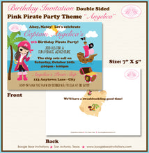 Load image into Gallery viewer, Pink Pirate Girl Party Invitation Birthday Swim Swimming Pool Sea Island Boogie Bear Invitations Angelica Theme Paperless Printable Printed