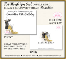 Load image into Gallery viewer, Black Gold Party Thank You Cards Birthday Champagne High Heel Shoes Fashion Chic Fashionista Boogie Bear Invitations Bernadette Theme Printed