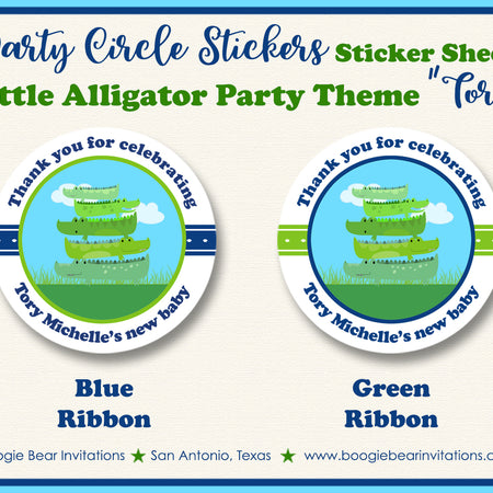 Little Alligator Baby Shower Party Stickers Green Boogie Bear Invitations Tory Theme