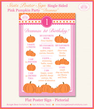 Load image into Gallery viewer, Pink Pumpkin Birthday Party Sign Stats Poster Chalkboard Farm Country Orange Girl 1st 2nd Boogie Bear Invitations Deanna Theme