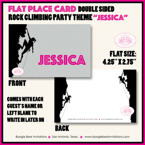 Pink Rock Climbing Birthday Party Favor Card Place Tent Appetizer Food Label Girl Boogie Bear Invitations Jessica Theme