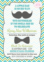 Load image into Gallery viewer, Mustache Bash Baby Shower Invitation Green Blue Boogie Bear Invitations Remy Theme Paperless Printable Printed