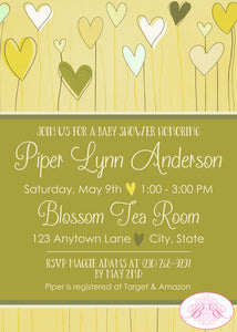 Balloon Hearts Baby Shower Invitation Party Green Boogie Bear Invitations Piper Theme Paperless Printable Printed