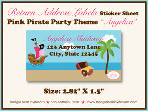 Pink Pirate Girl Party Invitation Birthday Swim Swimming Pool Sea Island Boogie Bear Invitations Angelica Theme Paperless Printable Printed