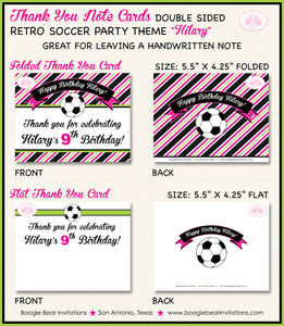 Pink Soccer Birthday Party Thank You Card Girl Lime Green Boogie Bear Invitations Hilary Theme Printed