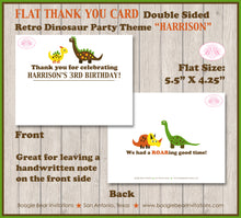 Load image into Gallery viewer, Dinosaur Birthday Party Thank You Card Little Dino Flat Folded Note Boy Girl Retro Boogie Bear Invitations Harrison Theme Printed
