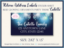 Load image into Gallery viewer, Christmas Winter Party Invitation Blue Ornament Star Glowing Silver Bells Boogie Bear Invitations Costello Theme Paperless Printable Printed
