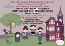 Load image into Gallery viewer, Halloween Birthday Party Invitation Spooky Family Haunted House Boogie Bear Invitations Wednesday Theme Paperless Printable Printed