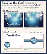 Load image into Gallery viewer, Winter Holiday Christmas Thank You Cards Blue Glowing Ornament Boogie Bear Invitations Costello Theme Printed Envelopes