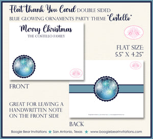Winter Holiday Christmas Thank You Cards Blue Glowing Ornament Boogie Bear Invitations Costello Theme Printed Envelopes