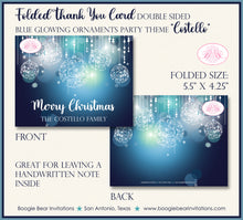 Load image into Gallery viewer, Winter Holiday Christmas Thank You Cards Blue Glowing Ornament Boogie Bear Invitations Costello Theme Printed Envelopes