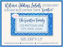 Load image into Gallery viewer, Blue Christmas Dinner Party Invitation Damask Dinner Birthday Baby Jesus Boogie Bear Invitations Overton Theme Paperless Printable Printed