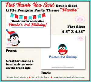 Winter Penguin Birthday Party Thank You Card Little Christmas Boogie Bear Invitations Phoebe Theme Printed