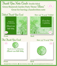 Load image into Gallery viewer, Green Shamrock Garden Baby Shower Party Thank You Cards Boogie Bear Invitations Alana Theme Printed