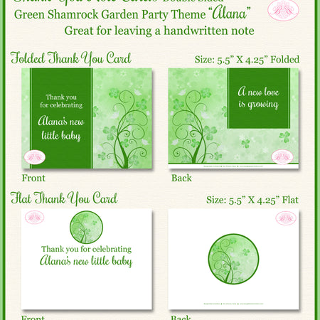 Green Shamrock Garden Baby Shower Party Thank You Cards Boogie Bear Invitations Alana Theme Printed