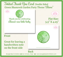 Load image into Gallery viewer, Green Shamrock Garden Baby Shower Party Thank You Cards Boogie Bear Invitations Alana Theme Printed