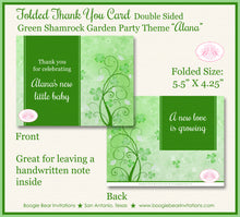 Load image into Gallery viewer, Green Shamrock Garden Baby Shower Party Thank You Cards Boogie Bear Invitations Alana Theme Printed