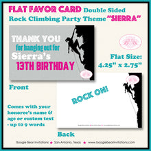 Load image into Gallery viewer, Pink Blue Rock Climbing Birthday Party Favor Card Place Tent Appetizer Food Label Girl Wall Mountain Boogie Bear Invitations Sierra Theme