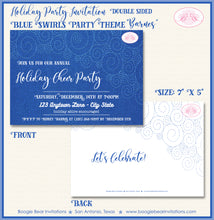 Load image into Gallery viewer, Blue Swirls Christmas Party Invitation Winter Holiday Boogie Bear Invitations Barnes Theme Theme Paperless Printable Printed