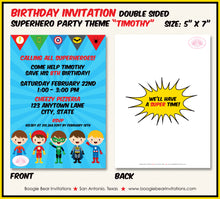 Load image into Gallery viewer, Superhero Birthday Party Invitation Boy Girl Super Hero Save Day Boom Boogie Bear Invitations Timothy Theme Paperless Printable Printed