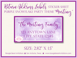 Christmas Purple Bokeh Party Invitation Winter Snowflake Holiday Ombre Boogie Bear Invitations Martinez Theme Paperless Printable Printed