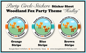 Woodland Fox Birthday Party Stickers Circle Sheet Round Forest Animals Creatures Boy Girl Garden Picnic Boogie Bear Invitations Hadley Theme