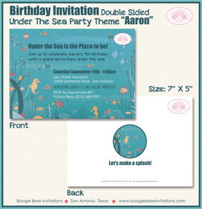Under The Sea Party Invitation Birthday Fish Swimming Boogie Bear Invitations Aaron Theme Paperless Printable Printed