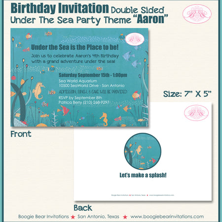 Under The Sea Party Invitation Birthday Boogie Bear Invitations Aaron Theme Paperless Printable Printed