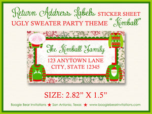 Ugly Sweater Christmas Party Invitation Contest Red Green White Knit Boogie Bear Invitations Kimball Theme Theme Paperless Printable Printed