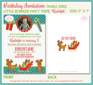 Christmas Reindeer Birthday Party Invitation Photo Santa Sleigh Boogie Bear Invitations Rudolph Theme Paperless Printable Printed