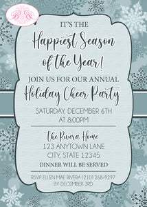 Winter Snowflake Christmas Party Invitation Holiday Boogie Bear Invitations Rivera Theme Paperless Printable Printed