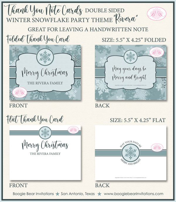 Winter Snowflake Party Thank You Cards Christmas Holiday Boogie Bear Invitations Rivera Theme Printed