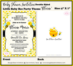 Little Bee Baby Shower Party Invitation Honey Boogie Bear Invitations Blaine Theme Paperless Printable Printed