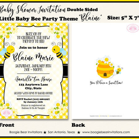 Little Bee Baby Shower Party Invitation Boogie Bear Invitations Blaine Theme Paperless Printable Printed