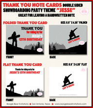 Load image into Gallery viewer, Snowboarding Birthday Party Thank You Card Red Snowboard Boogie Bear Invitations Jesse Theme Printed