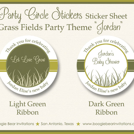 Grass Fields Baby Shower Party Stickers Green Boogie Bear Invitations Jordan Theme