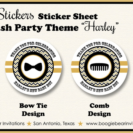 Mustache Baby Shower Party Stickers Circle Boogie Bear Invitations Harley Theme
