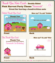 Load image into Gallery viewer, Pink Farm Birthday Party Thank You Card Girl Boogie Bear Invitations Susannah Theme Printed