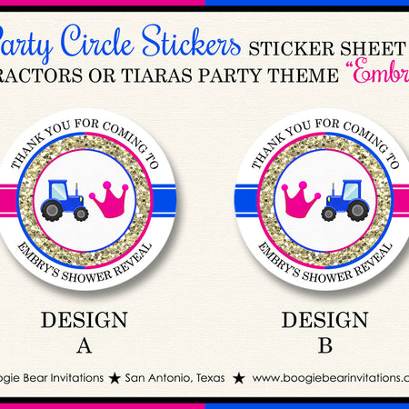 Tractors or Tiaras Party Stickers Baby Shower Boogie Bear Invitations Embry Theme
