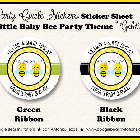 Bee Baby Shower Party Circle Stickers Little Boogie Bear Invitations Goldie Theme