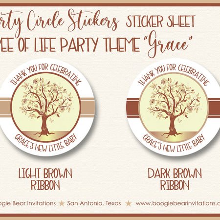 Tree of Life Baby Shower Party Stickers Religious Boogie Bear Invitations Grace Theme