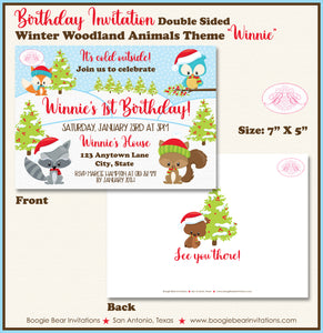 Woodland Animals Birthday Party Invitation Christmas Winter Boogie Bear Invitations Winnie Theme Paperless Printable Printed