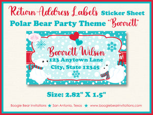 Polar Bear Birthday Party Invitation Winter Christmas Boogie Bear Invitations Barrett Theme Paperless Printable Printed