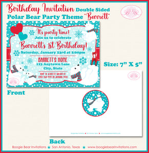 Polar Bear Birthday Party Invitation Winter Christmas Boogie Bear Invitations Barrett Theme Paperless Printable Printed